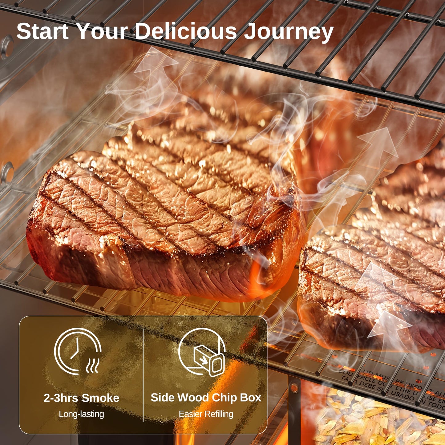 EAST OAK 30" Electric Smoker, Outdoor Smoker with Glass Door & Meat Thermometer, 725 Sq Inch Large Capacity, 4 Detachable Racks for Backyard BBQ, Party, Outdoor Cooking Night Blue - CookCave