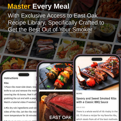 EAST OAK 30" Electric Smoker, Outdoor Smoker with Glass Door & Meat Thermometer, 725 Sq Inch Large Capacity, 4 Detachable Racks for Backyard BBQ, Party, Outdoor Cooking Night Blue - CookCave