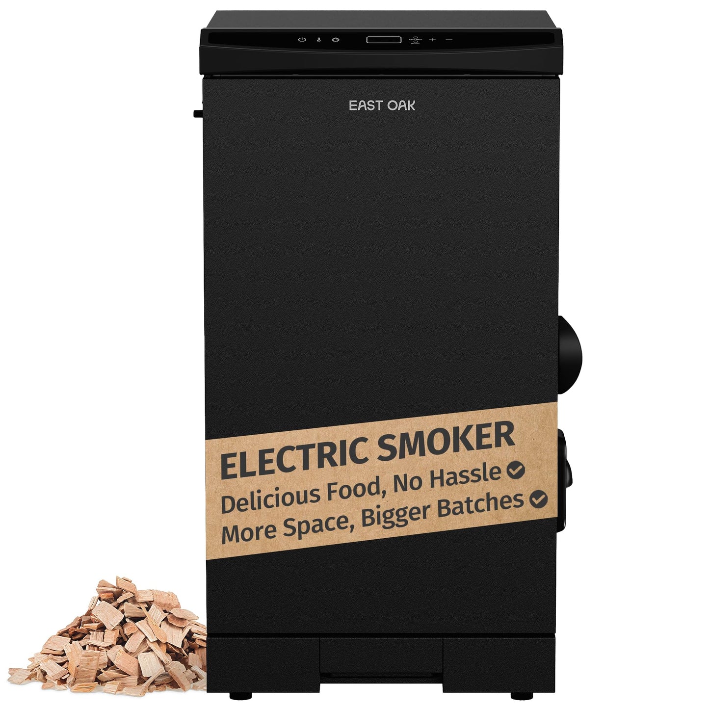 EAST OAK 30-inch Electric Smoker, Outdoor Smoker with Convenient Side Wood Chip Loader, 725 Sq Inches of Cooking, Digital Control and 4 Removable Racks for Outdoor Kitchen, BBQ, Backyard, Black - CookCave