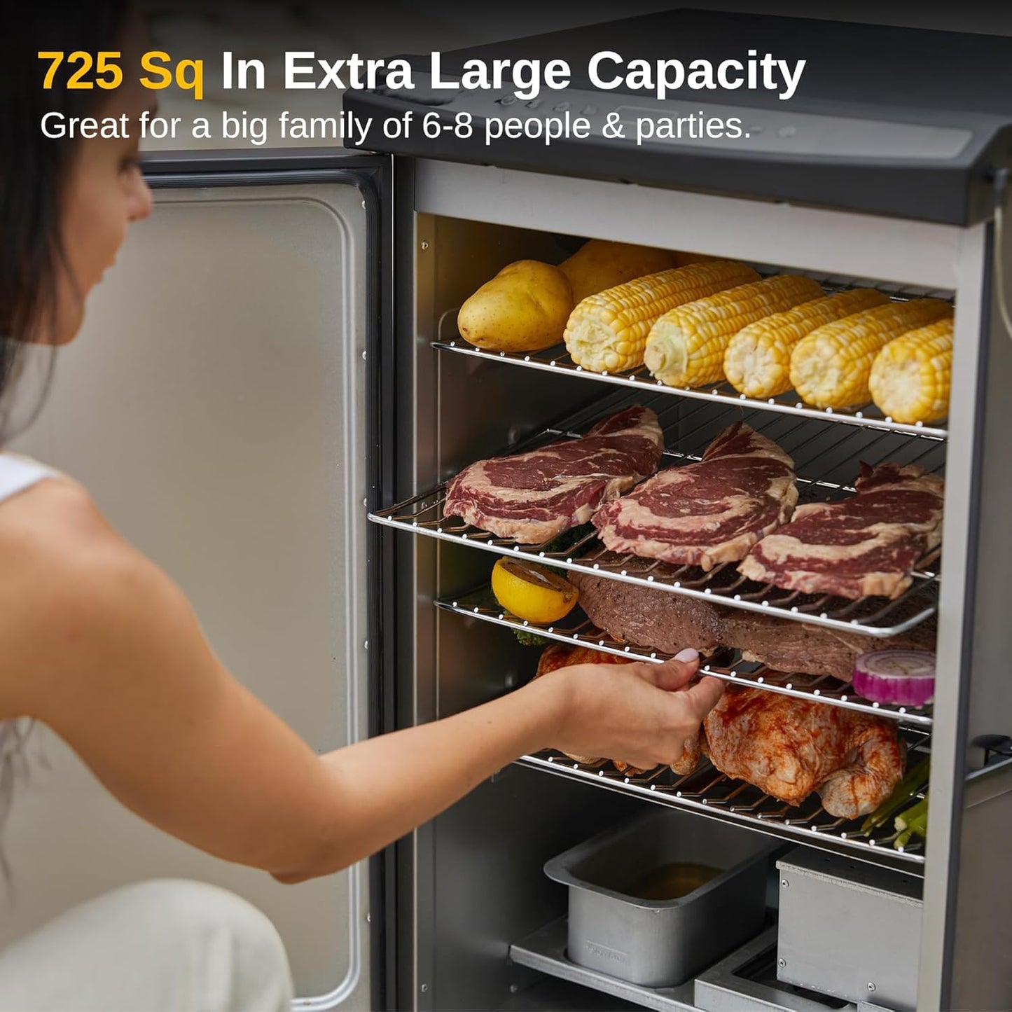 EAST OAK 30-inch Electric Smoker, Outdoor Smoker with Convenient Side Wood Chip Loader, 725 Sq Inches of Cooking, Digital Control and 4 Removable Racks for Outdoor Kitchen, BBQ, Backyard, Black - CookCave