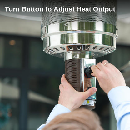 EAST OAK 48,000 BTU Patio Heater for Outdoor Use With Round Table Design, Double-Layer Stainless Steel Burner and Wheels, Outdoor Patio Heater for Home and Commercial, Stainless Steel - CookCave