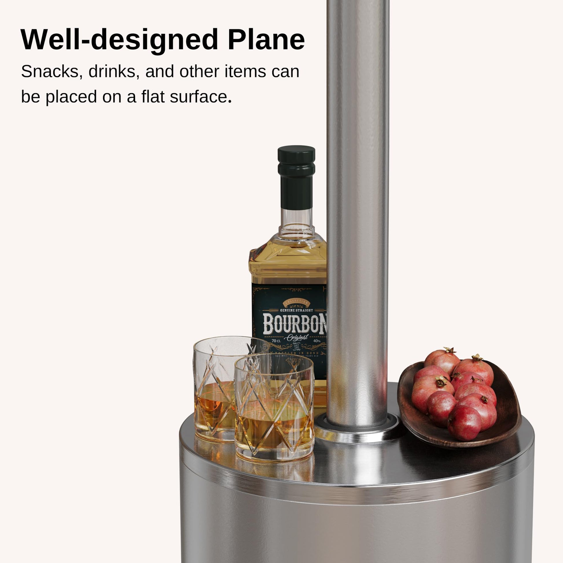 EAST OAK 48,000 BTU Patio Heater for Outdoor Use With Round Table Design, Double-Layer Stainless Steel Burner and Wheels, Outdoor Patio Heater for Home and Commercial, Stainless Steel - CookCave