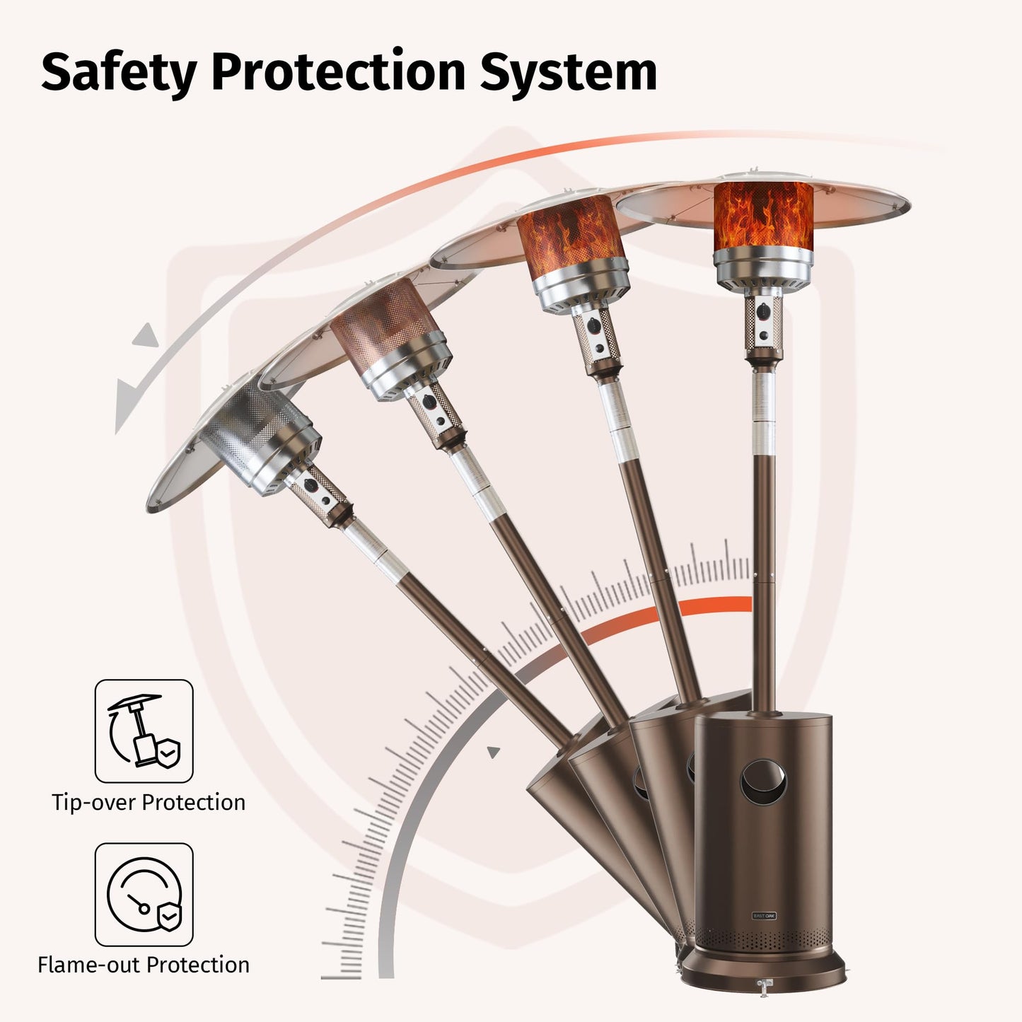 EAST OAK 50,000 BTU Patio Heater for Outdoor Use With Double-Layer Stainless Steel Burner, Round Table Design and Wheels, Outdoor Patio Heater for Commercial and Home, Bronze - CookCave