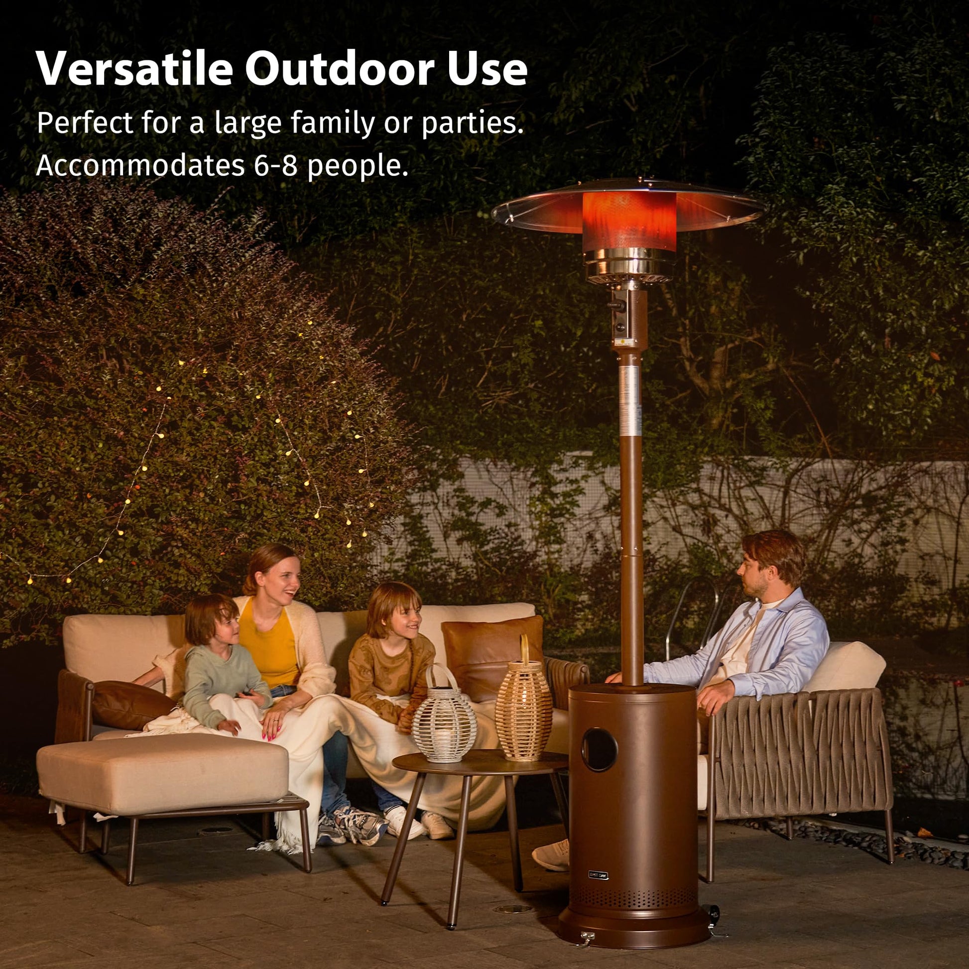 EAST OAK 50,000 BTU Patio Heater for Outdoor Use With Double-Layer Stainless Steel Burner, Round Table Design and Wheels, Outdoor Patio Heater for Commercial and Home, Bronze - CookCave