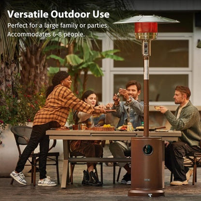 EAST OAK 50,000 BTU Patio Heater for Outdoor Use With Round Table Design, Double-Layer Stainless Steel Burner and Wheels, Outdoor Patio Heater for Home and Commercial, Bronze, 31.9" x 31.9" x 86.6" - CookCave