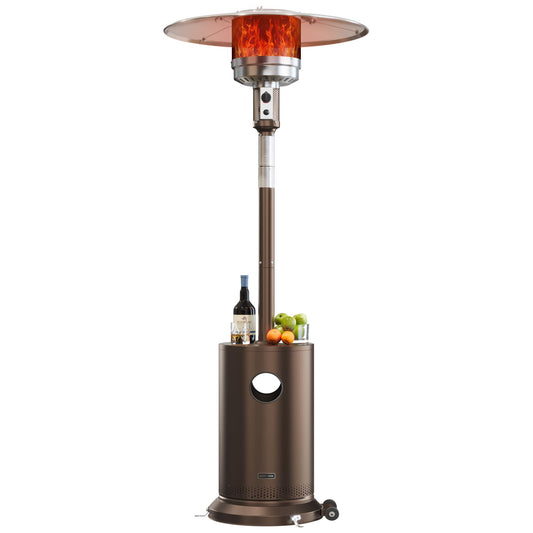 EAST OAK 50,000 BTU Patio Heater for Outdoor Use With Round Table Design, Double-Layer Stainless Steel Burner and Wheels, Outdoor Patio Heater for Home and Commercial, Bronze, 31.9" x 31.9" x 86.6" - CookCave
