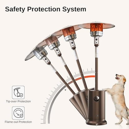 EAST OAK 50,000 BTU Patio Heater for Outdoor Use With Round Table Design, Double-Layer Stainless Steel Burner and Wheels, Outdoor Patio Heater for Home and Commercial, Bronze, 31.9" x 31.9" x 86.6" - CookCave