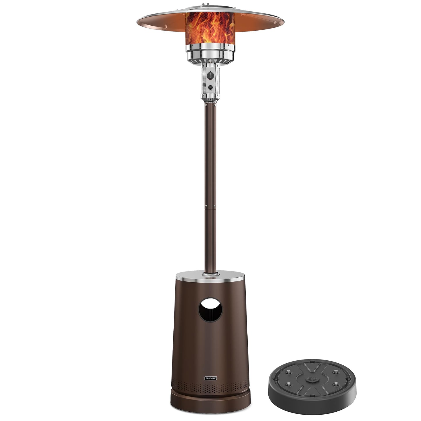 EAST OAK 50,000 BTU Patio Heater with Sand Box, Table Design, Double-Layer Stainless Steel Burner, Wheels, Triple Protection System, Outdoor Heater for Home and Residential, Pinecone - CookCave