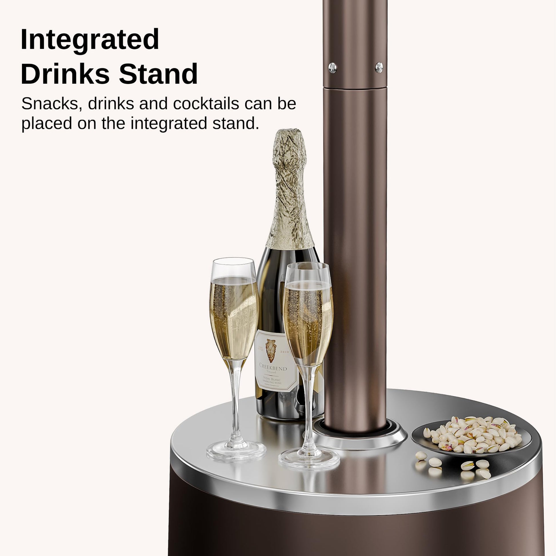 EAST OAK 50,000 BTU Patio Heater with Sand Box, Table Design, Double-Layer Stainless Steel Burner, Wheels, Triple Protection System, Outdoor Heater for Home and Residential, Pinecone - CookCave