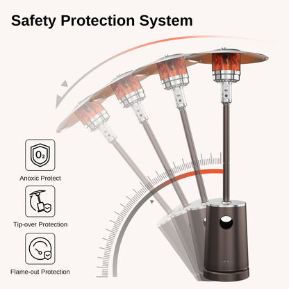 EAST OAK 50,000 BTU Patio Heater with Sand Box, Table Design, Double-Layer Stainless Steel Burner, Wheels, Triple Protection System, Outdoor Heater for Home and Residential, Pinecone - CookCave