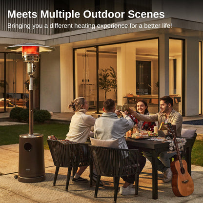 EAST OAK 50,000 BTU Patio Heater with Sand Box, Table Design, Double-Layer Stainless Steel Burner, Wheels, Triple Protection System, Outdoor Heater for Home and Residential, Pinecone - CookCave