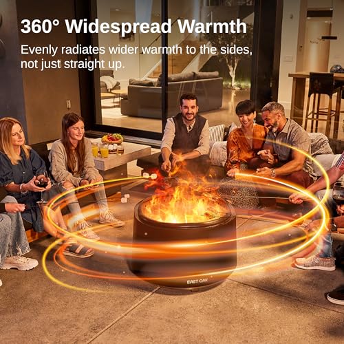 EAST OAK Camber Smokeless Fire Pit 29'' for Outdoor Patio, 304 Stainless Steel Wood Burning Fireplace, Portable Bonfire Pit with Poker, Stand & Removable Ash Pan for Camping - CookCave