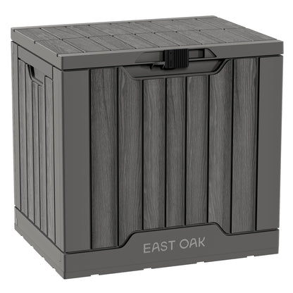 EAST OAK Outdoor Storage Box | 31 Gallon Deck Box Indoor and Outdoor Use | Waterproof Resin Storage Bin with Latch for Patio Cushions, Gardening Tools | UV Resistant | Deep Grey - CookCave