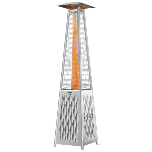 EAST OAK Pyramid Patio Heater, 48,000 BTU Outdoor Patio Heater All Stainless Steel, Quartz Glass Tube Propane Heater, Triple Protection System, With Wheels, Outdoor Heater for Commercial & Residential - CookCave