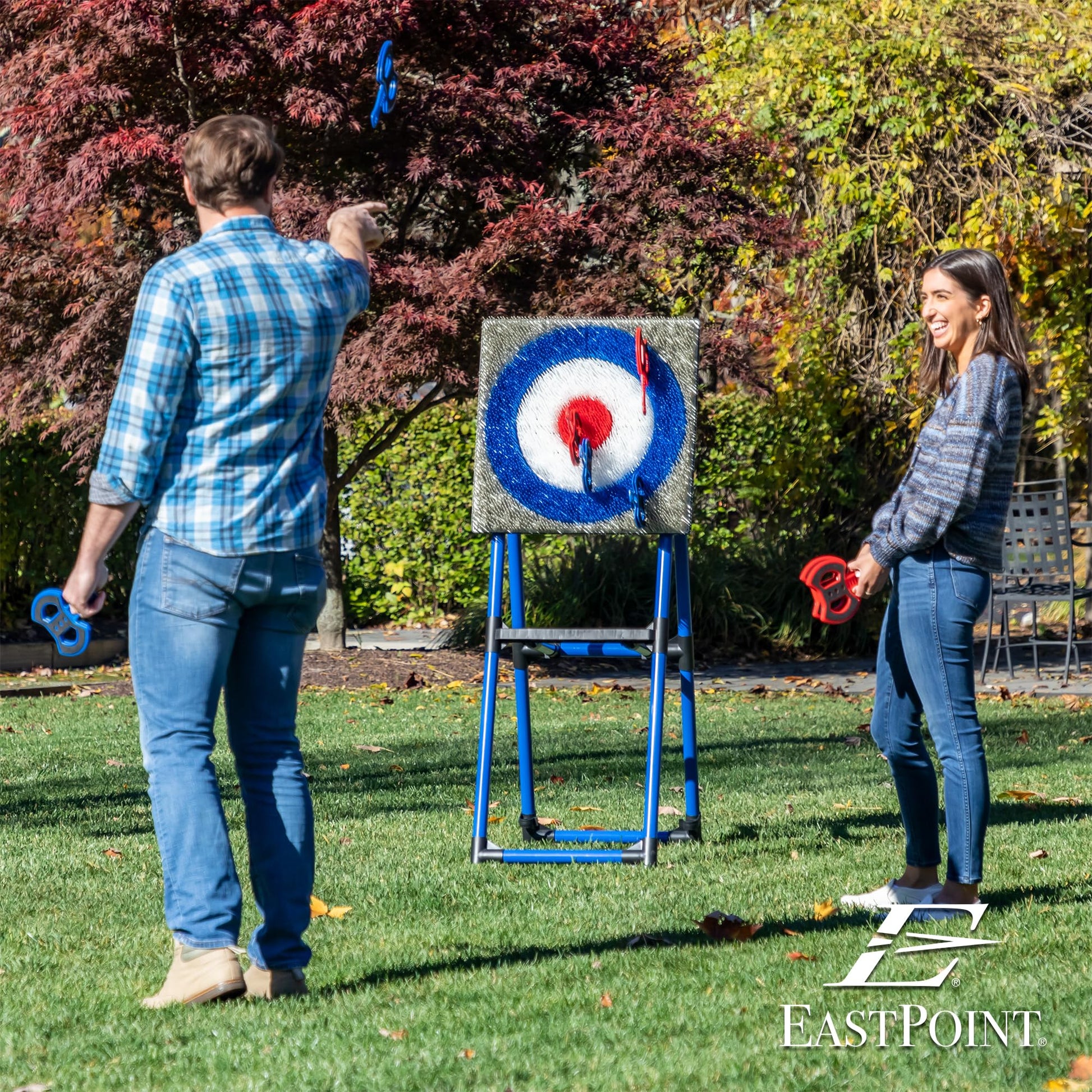 EastPoint Deluxe Steel Frame Axe Throw Target Game Set - Steel Frame for Indoors and Outdoors - CookCave