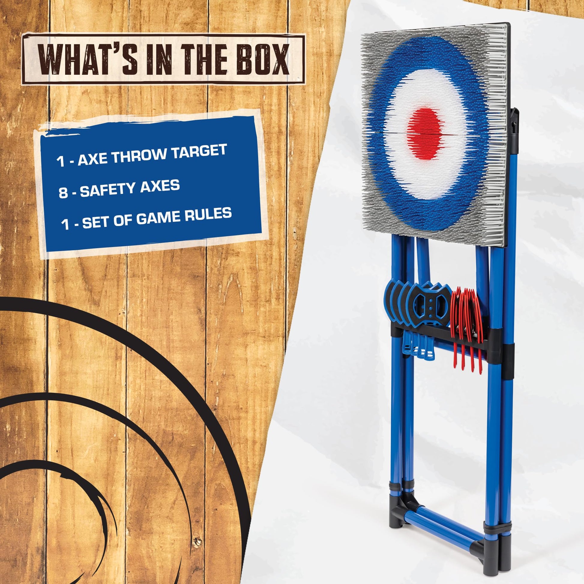 EastPoint Deluxe Steel Frame Axe Throw Target Game Set - Steel Frame for Indoors and Outdoors - CookCave