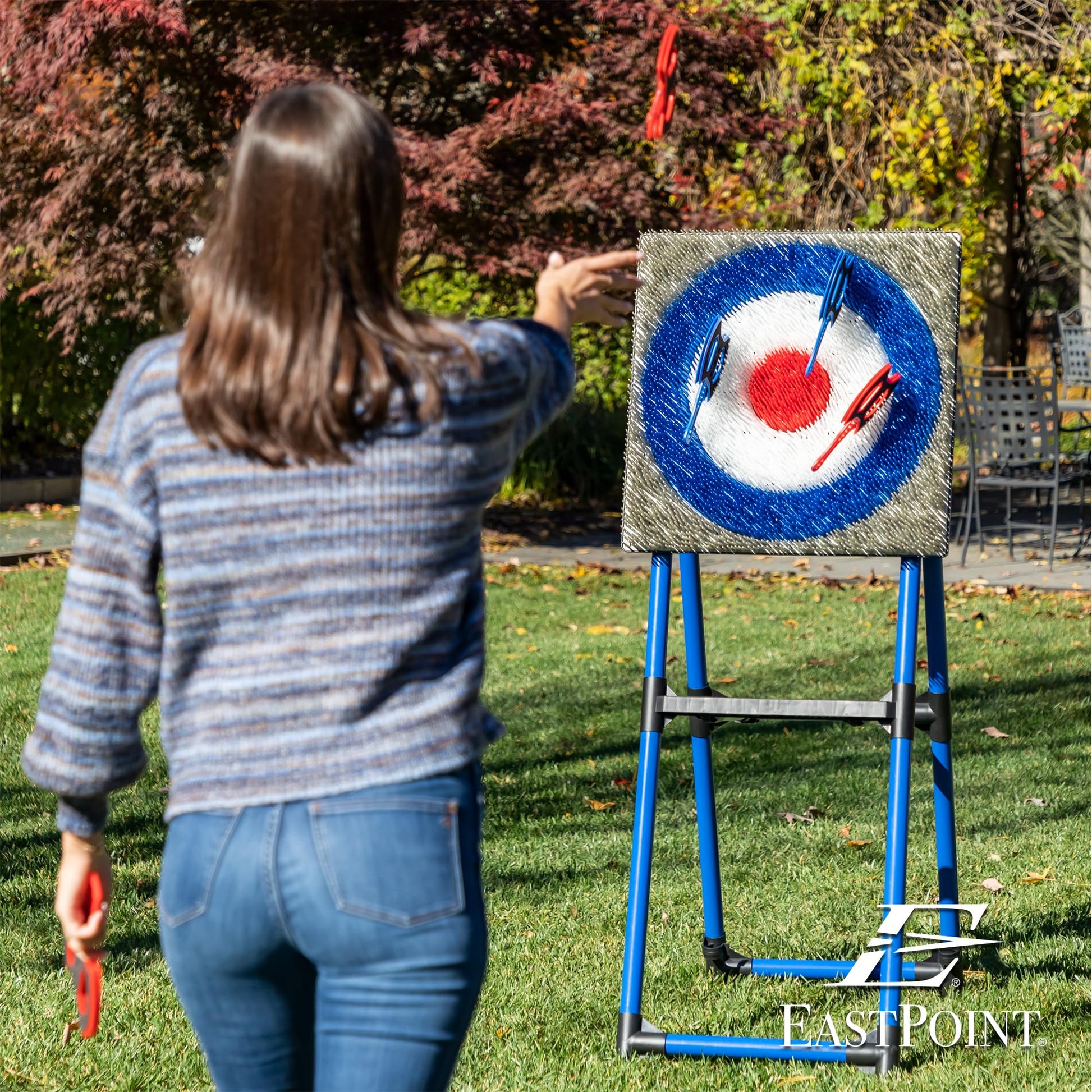 EastPoint Deluxe Steel Frame Axe Throw Target Game Set - Steel Frame for Indoors and Outdoors - CookCave