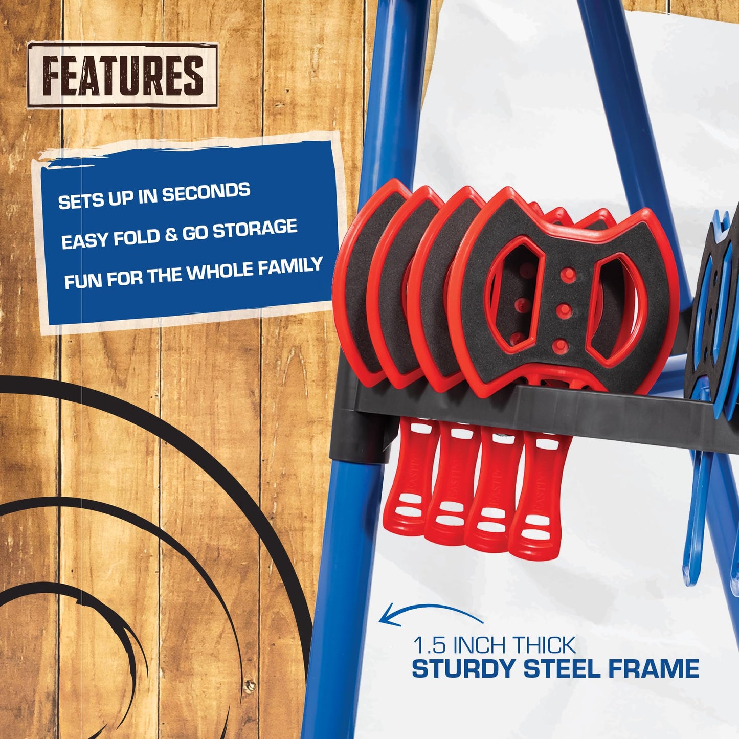 EastPoint Deluxe Steel Frame Axe Throw Target Game Set - Steel Frame for Indoors and Outdoors - CookCave