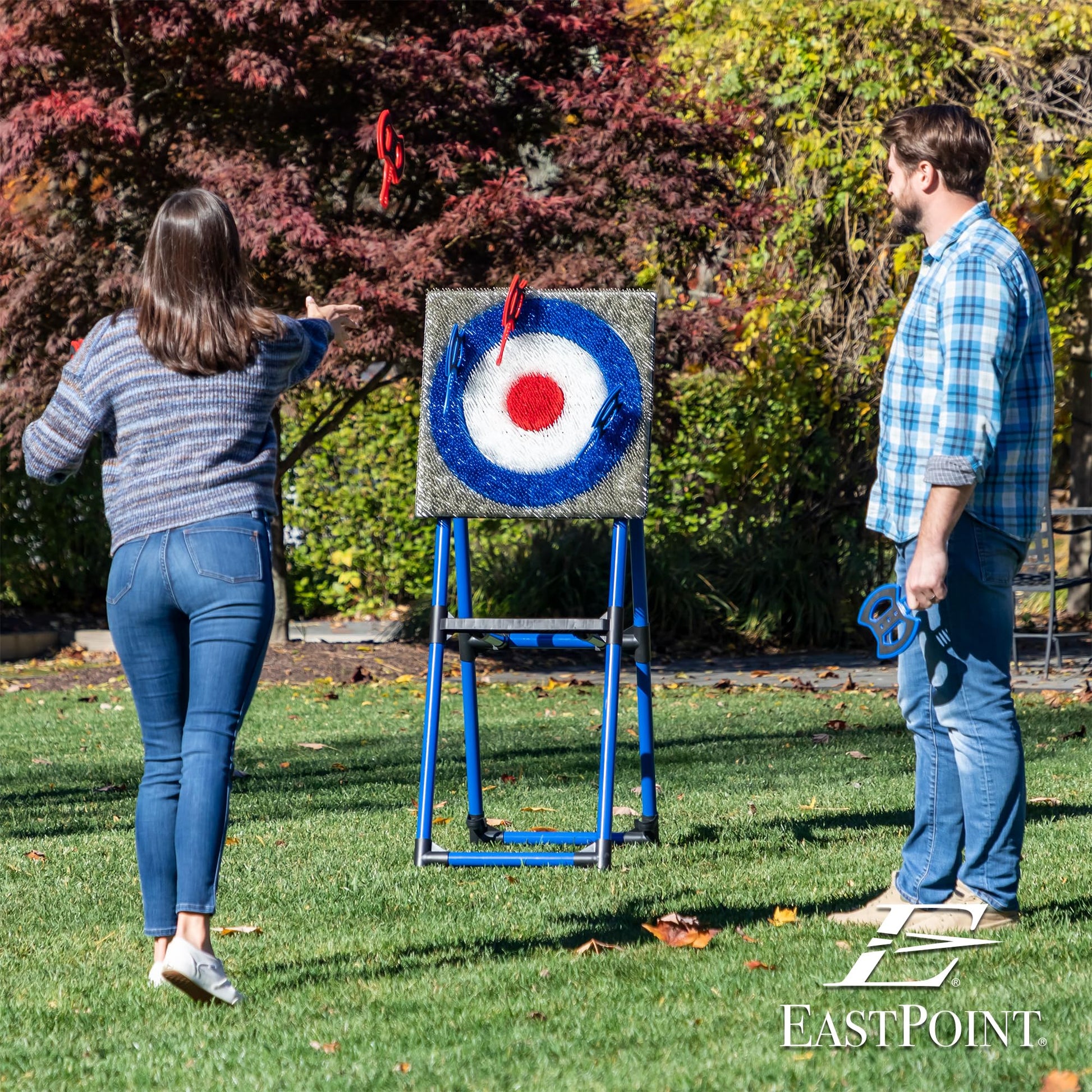 EastPoint Deluxe Steel Frame Axe Throw Target Game Set - Steel Frame for Indoors and Outdoors - CookCave