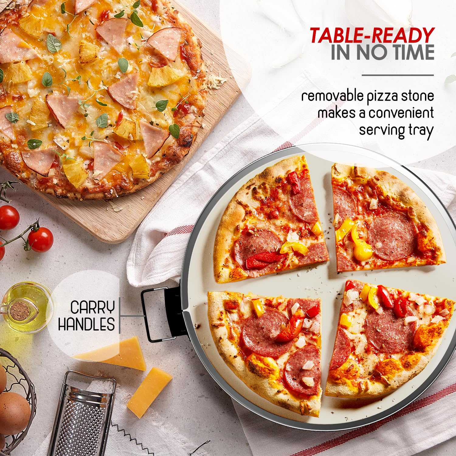 Eatex Electric Pizza Oven Indoor, 12 Inch Countertop Pizza Oven, Portable Stone Pizza Oven, Heats up to 790°F for Crispy Crust, Pizza Maker Machine for Home – Black - CookCave