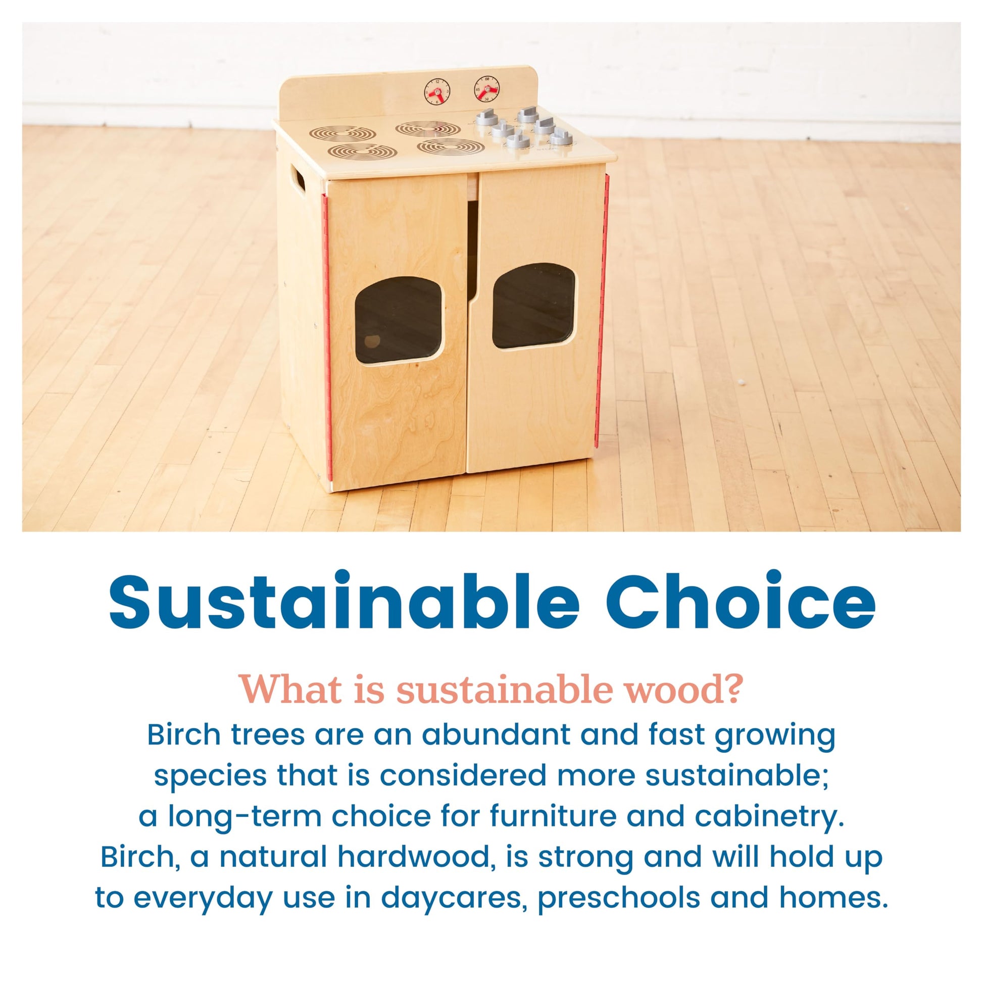 ECR4Kids Play Kitchen Stove, Wooden Playset, Natural - CookCave