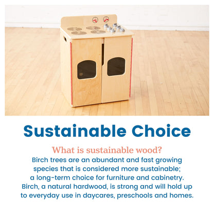 ECR4Kids Play Kitchen Stove, Wooden Playset, Natural - CookCave