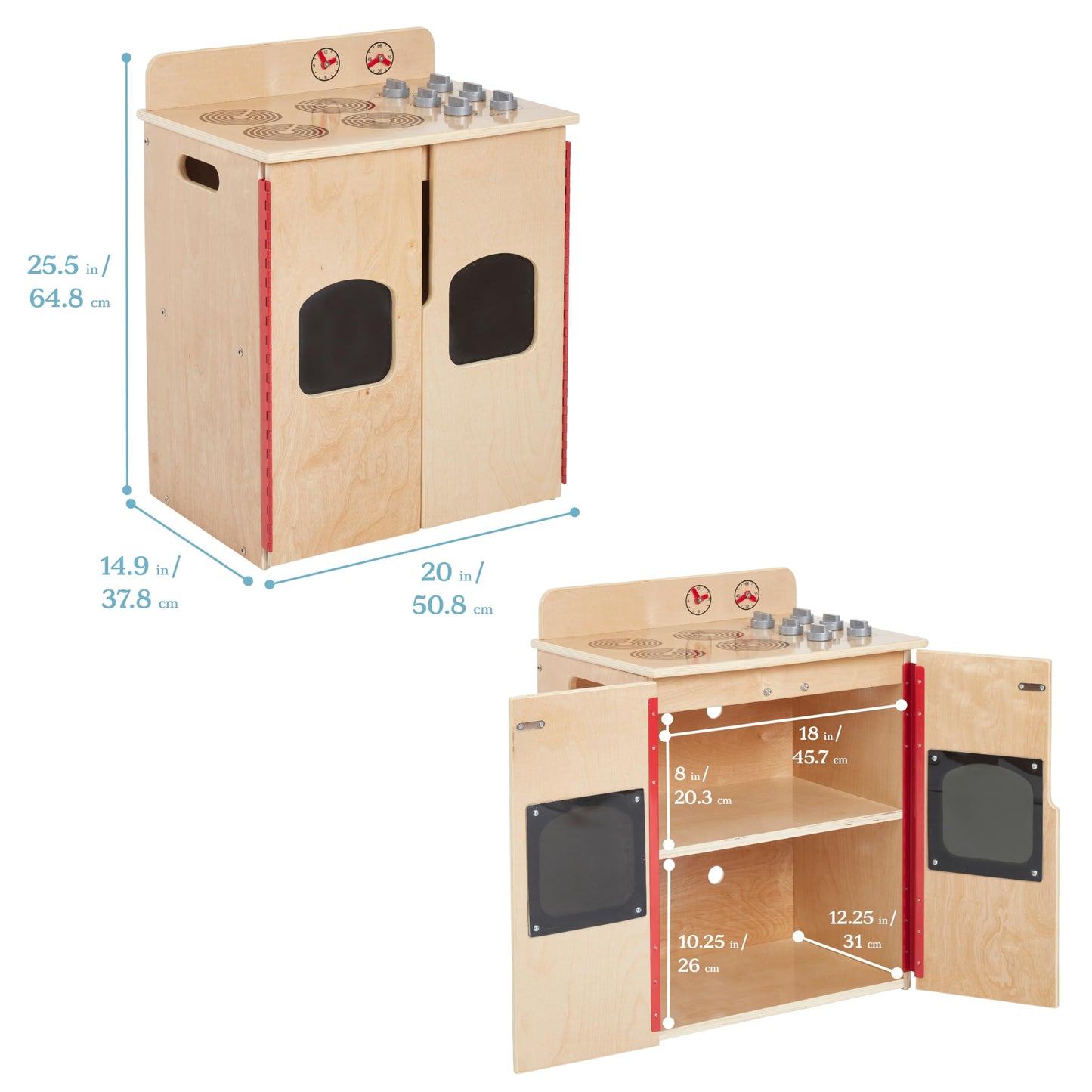 ECR4Kids Play Kitchen Stove, Wooden Playset, Natural - CookCave