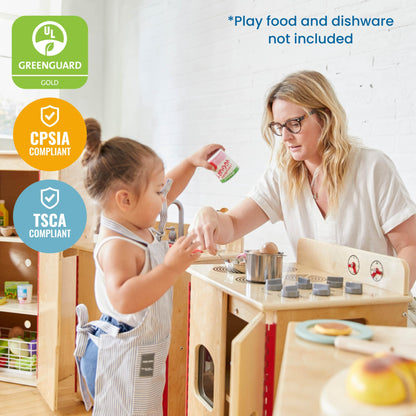 ECR4Kids Play Kitchen Stove, Wooden Playset, Natural - CookCave