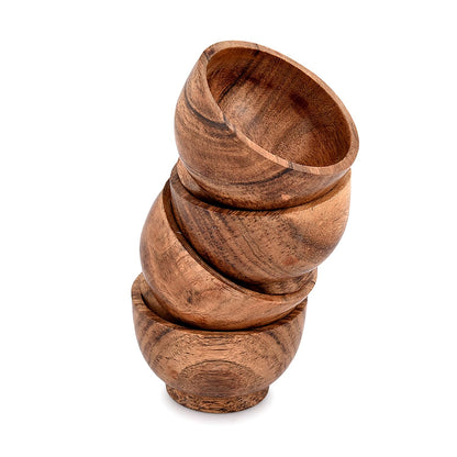 EDHAS Bowl Sets Acacia Round Bowl for Condiments, Dip Sauce, Nuts, Candy and More (Set of 4), (3" x 3" x 2") - CookCave
