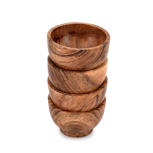 EDHAS Bowl Sets Acacia Round Bowl for Condiments, Dip Sauce, Nuts, Candy and More (Set of 4), (3" x 3" x 2") - CookCave