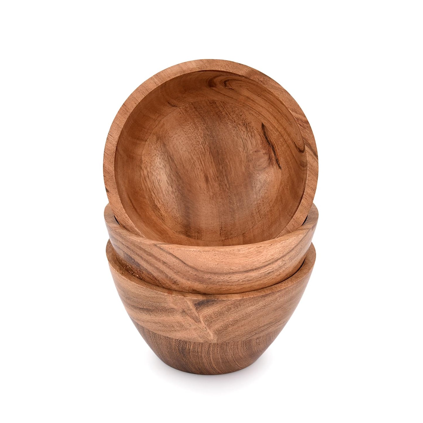 EDHAS Handmade Acacia Wood Bowl Set of 3 For Nuts, Candy, Appetizer, Snacks, Olive and Salsa Ideal for Dinner Parties & Family Gatherings (5" x 5" X 2.75") - CookCave