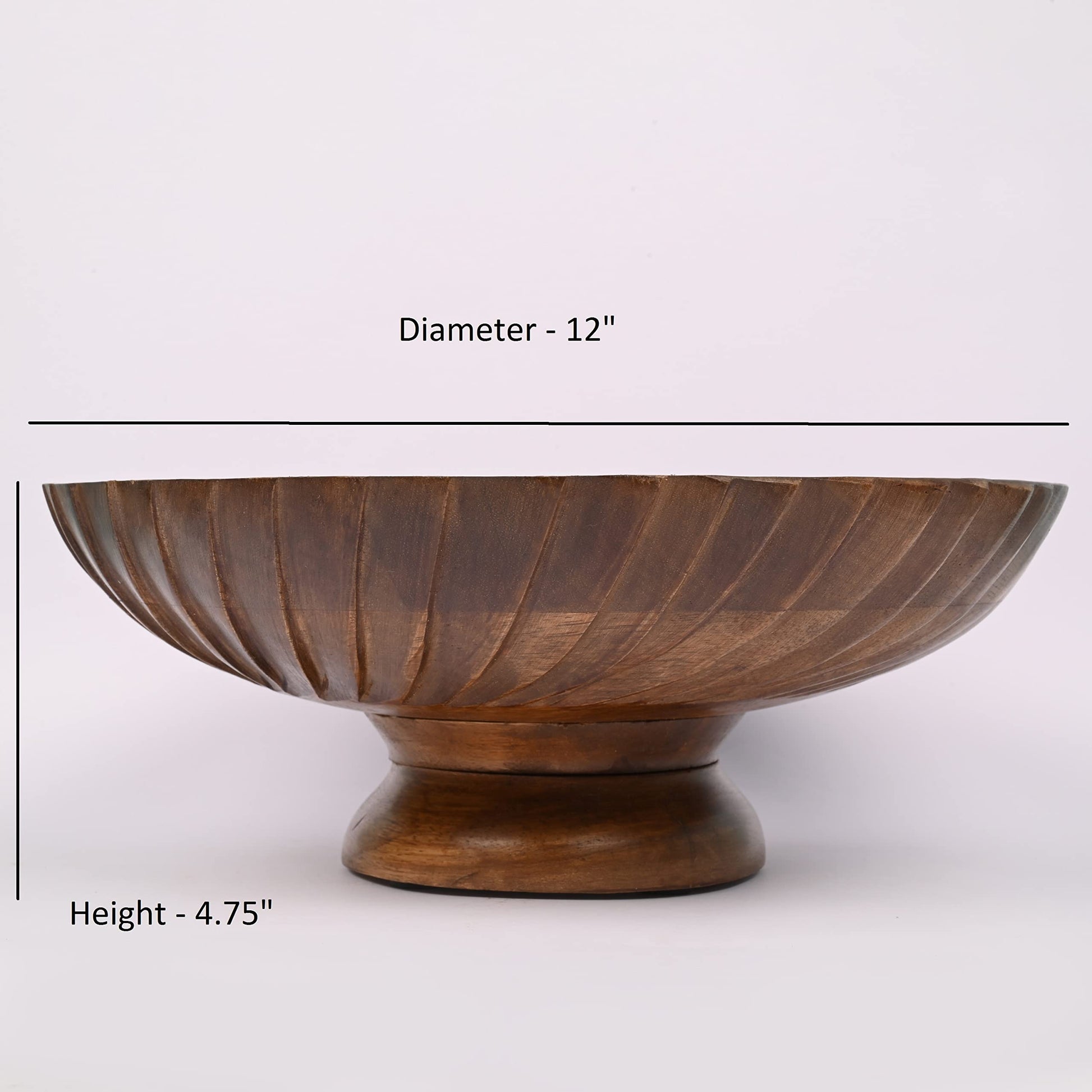 EDHAS Mango Wood Decorative Wooden Bowl Hand Carved Home Decor for Dining Table Center, Living Room, Kitchen Décor (12" x 12' x 4.75") - CookCave