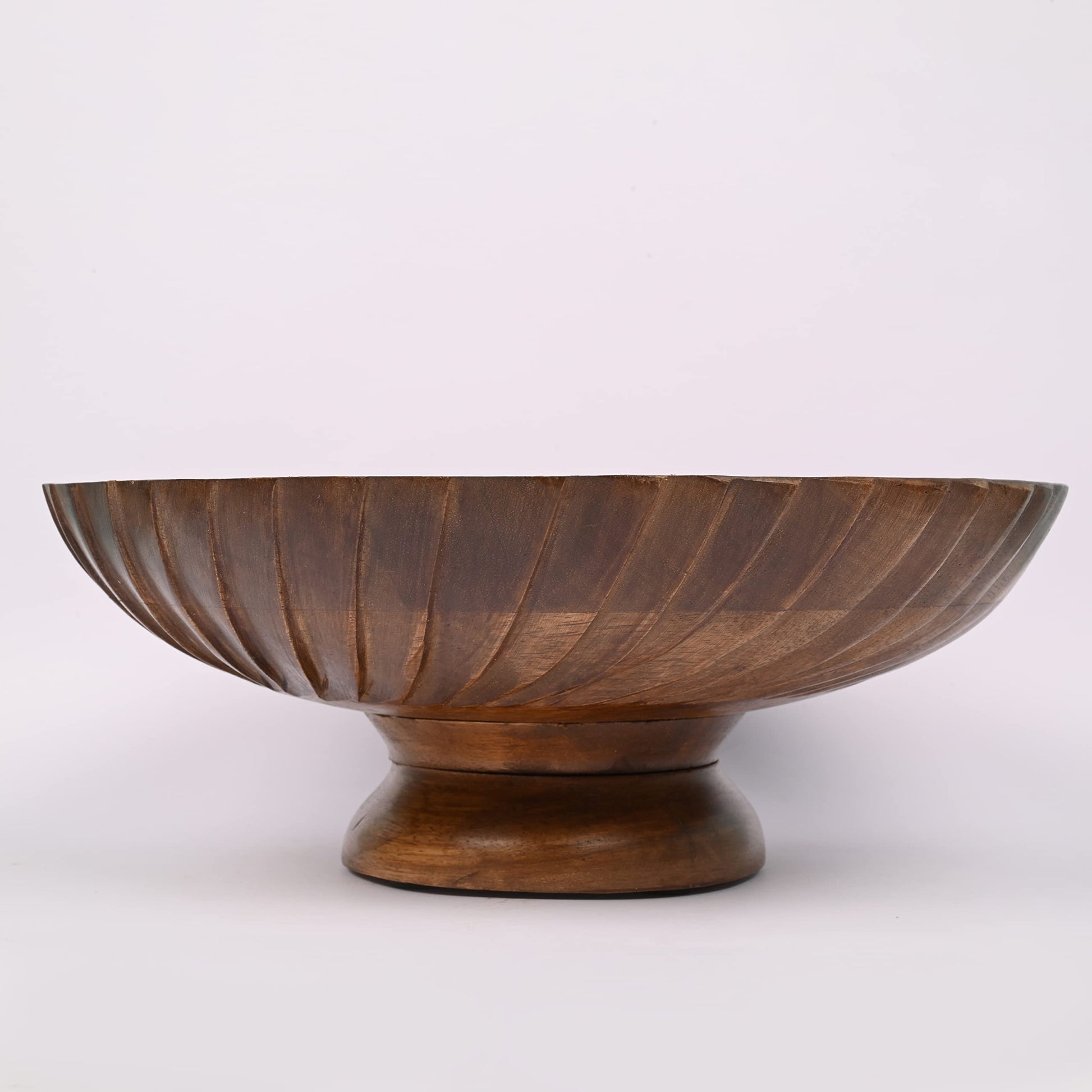 EDHAS Mango Wood Decorative Wooden Bowl Hand Carved Home Decor for Dining Table Center, Living Room, Kitchen Décor (12" x 12' x 4.75") - CookCave