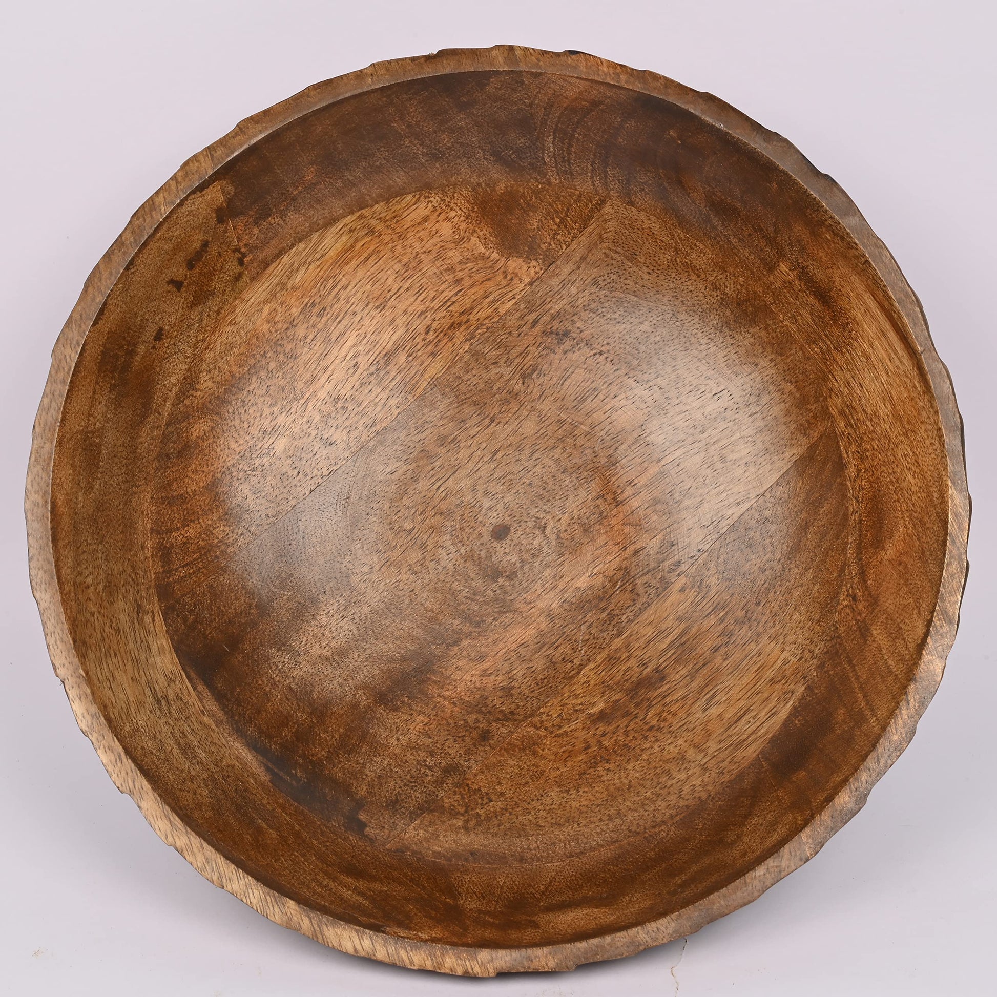 EDHAS Mango Wood Decorative Wooden Bowl Hand Carved Home Decor for Dining Table Center, Living Room, Kitchen Décor (12" x 12' x 4.75") - CookCave
