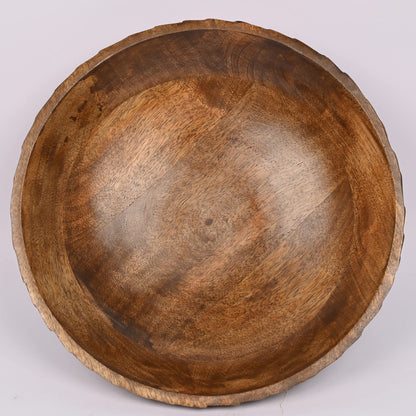 EDHAS Mango Wood Decorative Wooden Bowl Hand Carved Home Decor for Dining Table Center, Living Room, Kitchen Décor (12" x 12' x 4.75") - CookCave