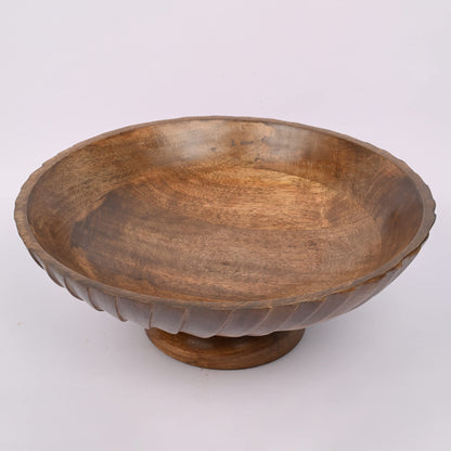 EDHAS Mango Wood Decorative Wooden Bowl Hand Carved Home Decor for Dining Table Center, Living Room, Kitchen Décor (12" x 12' x 4.75") - CookCave