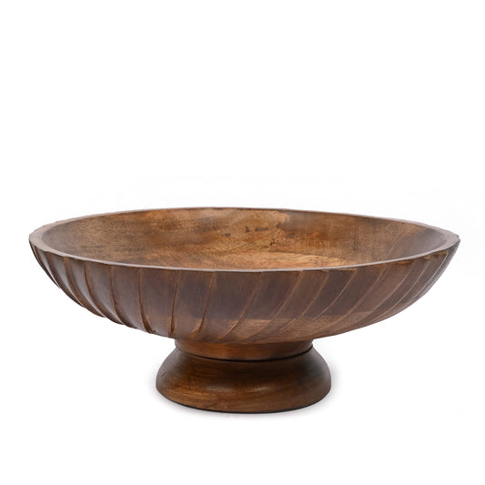 EDHAS Mango Wood Decorative Wooden Bowl Hand Carved Home Decor for Dining Table Center, Living Room, Kitchen Décor (12" x 12' x 4.75") - CookCave
