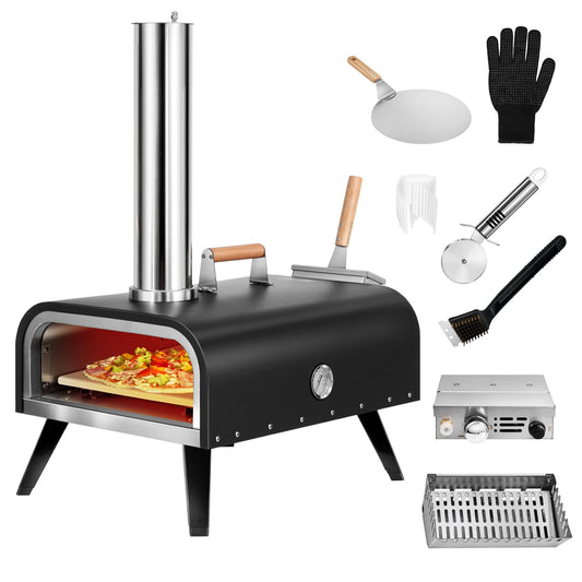 EDOSTORY Pizza Oven Outdoor Wood Fired and Gas Pizza Oven 12 Multi-Fuel Pizza Oven, Portable Pizza Maker Oven Grill for Outside - CookCave