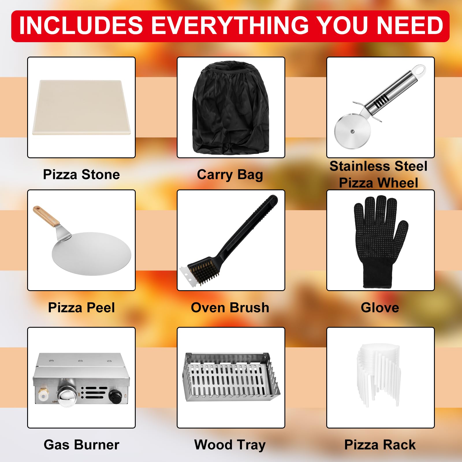 EDOSTORY Pizza Oven Outdoor Wood Fired and Gas Pizza Oven 12 Multi-Fuel Pizza Oven, Portable Pizza Maker Oven Grill for Outside - CookCave