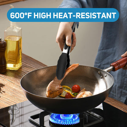 EEKEDO Kitchen Tongs, Stainless Steel Silicone Tongs for Cooking 600ºF High Heat-Resistant BBQ Grilling Locking Tongs, Set of 2-9" and 12" - CookCave