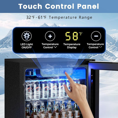 Electactic Mini Fridge 130 Can Beverage Refrigerator Cooler, 3.2 Cu.Ft Drink Fridge for Soda Wine Beer, Adjustable Temperature Control for Home Office, Black - CookCave