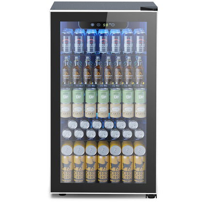 Electactic Mini Fridge 130 Can Beverage Refrigerator Cooler, 3.2 Cu.Ft Drink Fridge for Soda Wine Beer, Adjustable Temperature Control for Home Office, Black - CookCave