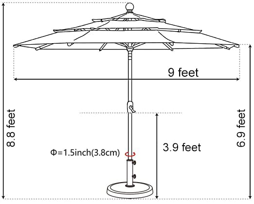 EliteShade USA 10-Year-Non-Fading 9Ft 3 Tiers Market Umbrella Patio Umbrella Outdoor Table Umbrella with Ventilation, Macaw Green - CookCave