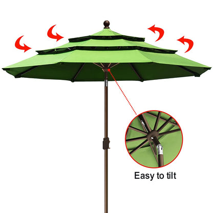 EliteShade USA 10-Year-Non-Fading 9Ft 3 Tiers Market Umbrella Patio Umbrella Outdoor Table Umbrella with Ventilation, Macaw Green - CookCave
