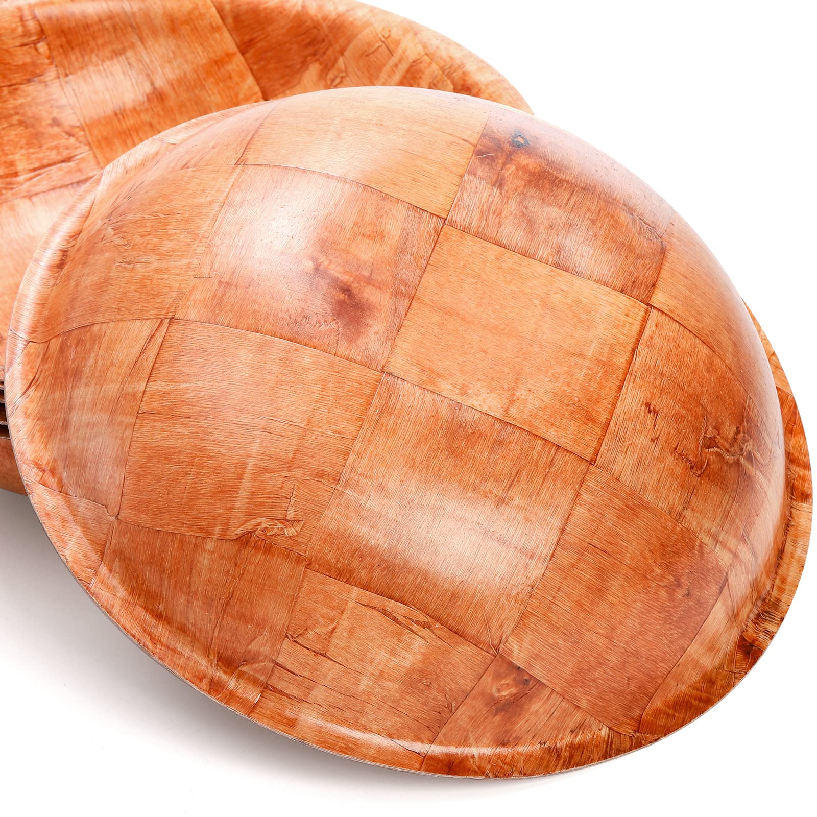 Elsjoy 6 Pack 10 Inch Wooden Woven Salad Bowl, Unbreakable Wood Round Serving Bowl Large Wood Salad Bowl, Reusable Wood Snack Bowls Large Serving Bowls for Fruits, Pasta, Popcorn - CookCave