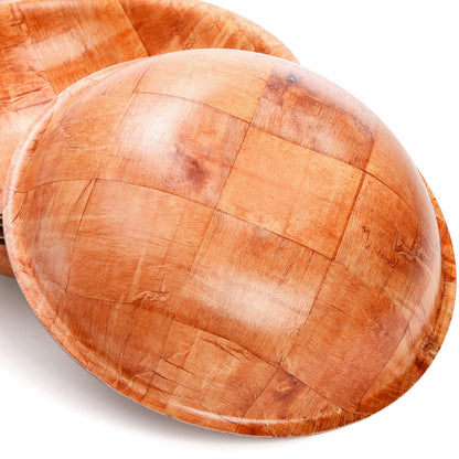 Elsjoy 6 Pack 10 Inch Wooden Woven Salad Bowl, Unbreakable Wood Round Serving Bowl Large Wood Salad Bowl, Reusable Wood Snack Bowls Large Serving Bowls for Fruits, Pasta, Popcorn - CookCave