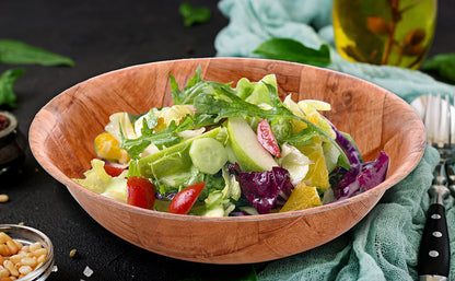 Elsjoy 8 Pack Wooden Woven Salad Bowl, 8 Inch Stackable Round Wood Serving Bowl, Rustic Mixing Bowl for Salad, Fruits, Vegetables, Natural Birch Wood - CookCave