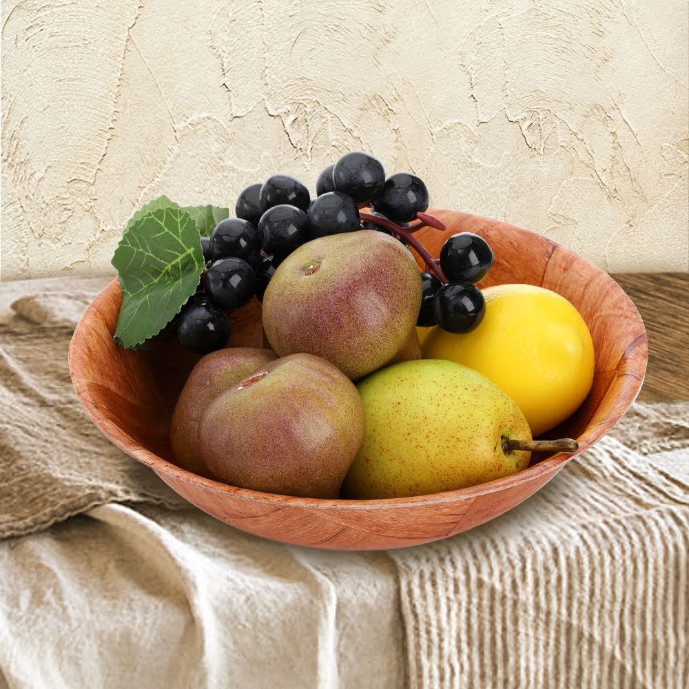 Elsjoy 8 Pack Wooden Woven Salad Bowl, 8 Inch Stackable Round Wood Serving Bowl, Rustic Mixing Bowl for Salad, Fruits, Vegetables, Natural Birch Wood - CookCave