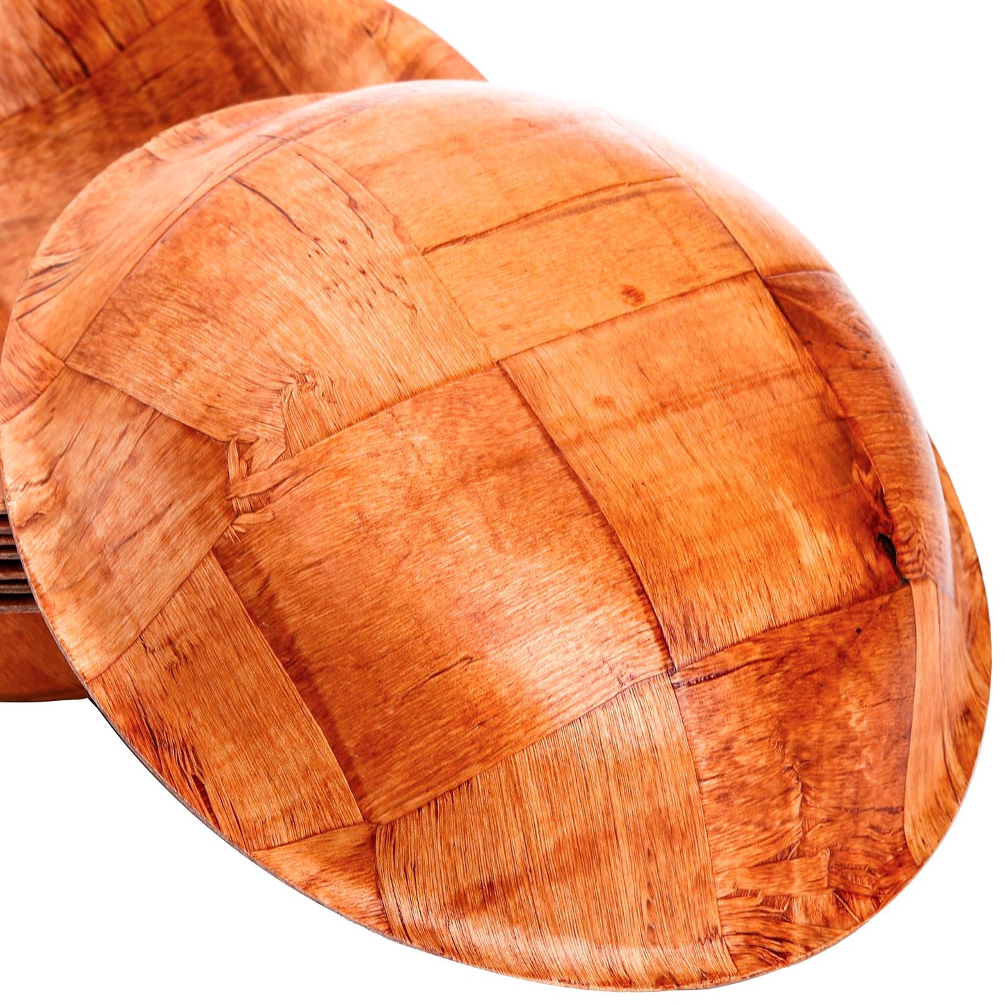 Elsjoy 8 Pack Wooden Woven Salad Bowl, 8 Inch Stackable Round Wood Serving Bowl, Rustic Mixing Bowl for Salad, Fruits, Vegetables, Natural Birch Wood - CookCave