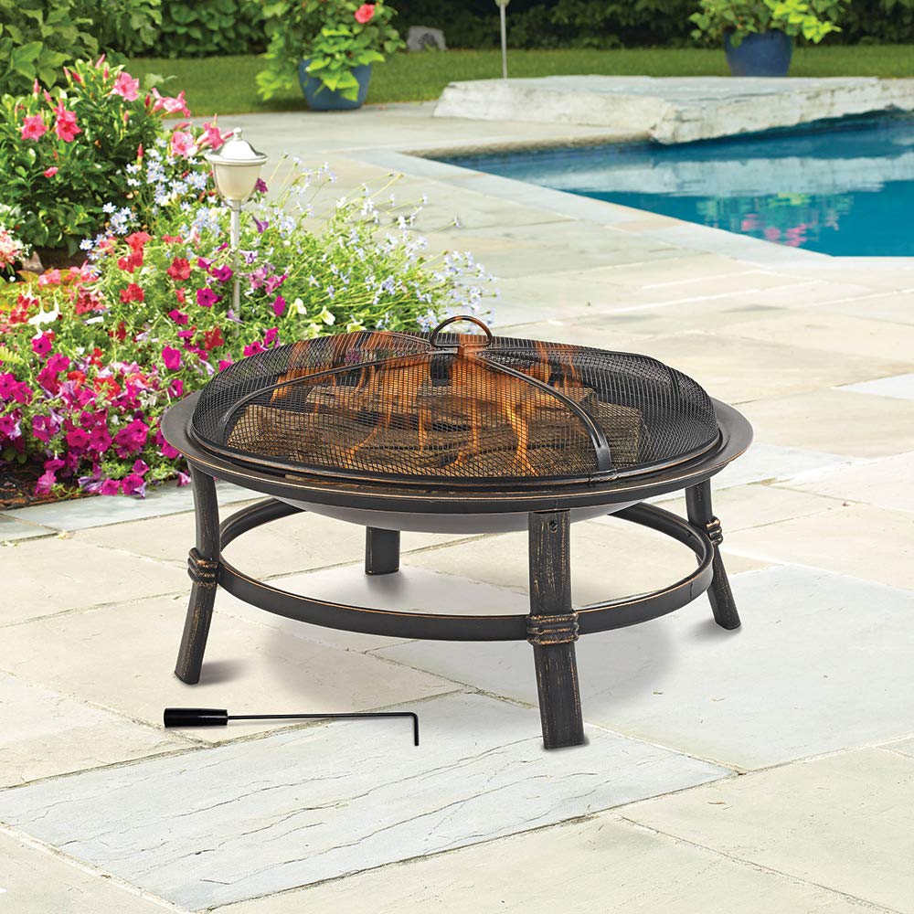 Endless Summer WAD15121MT Brushed Copper Wood Burning Outdoor Firebowl - CookCave